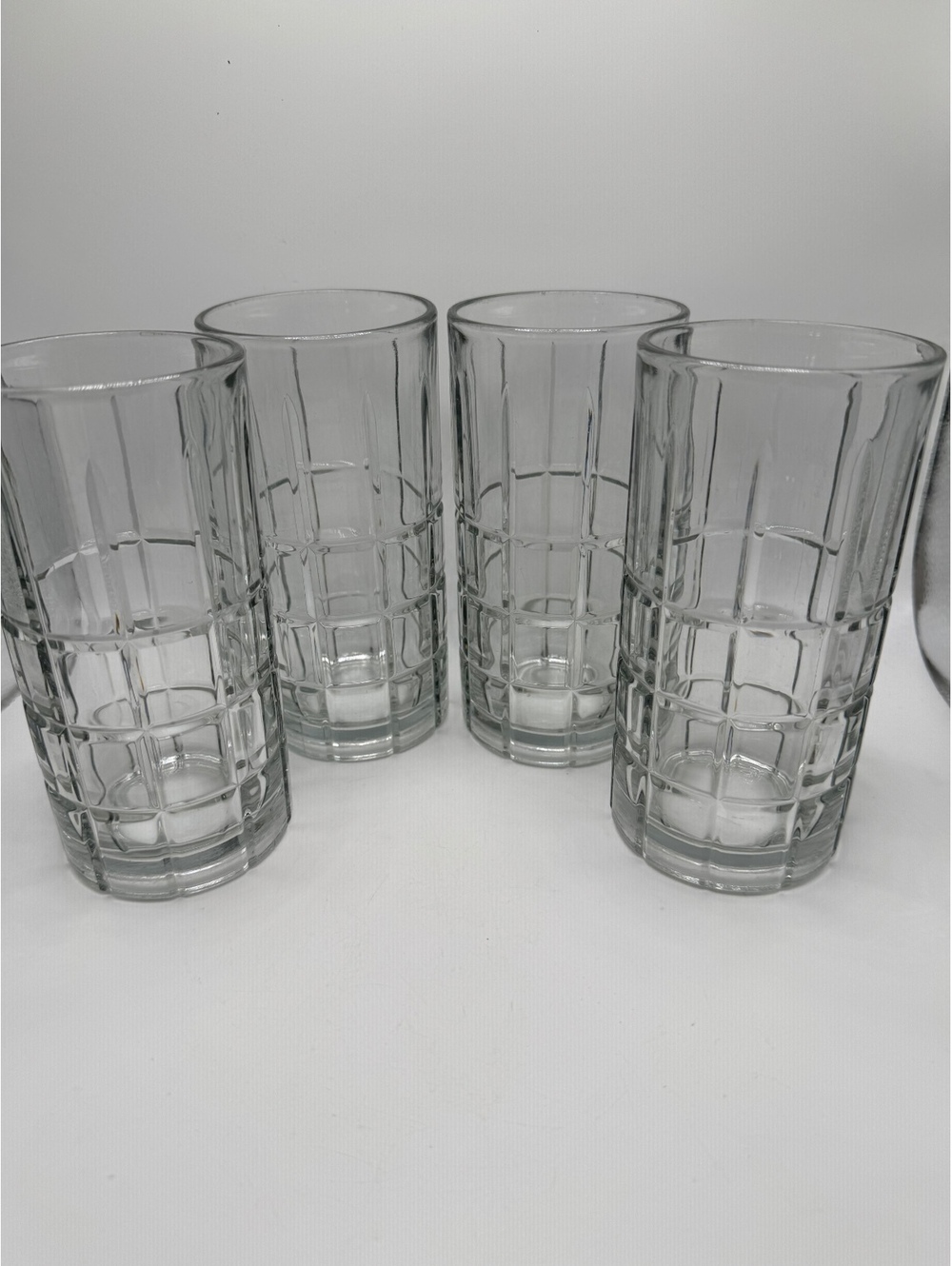 Set of 4 Anchor Hocking Paneled Highball Glasses 5.75” Heavy Barware Tumblers